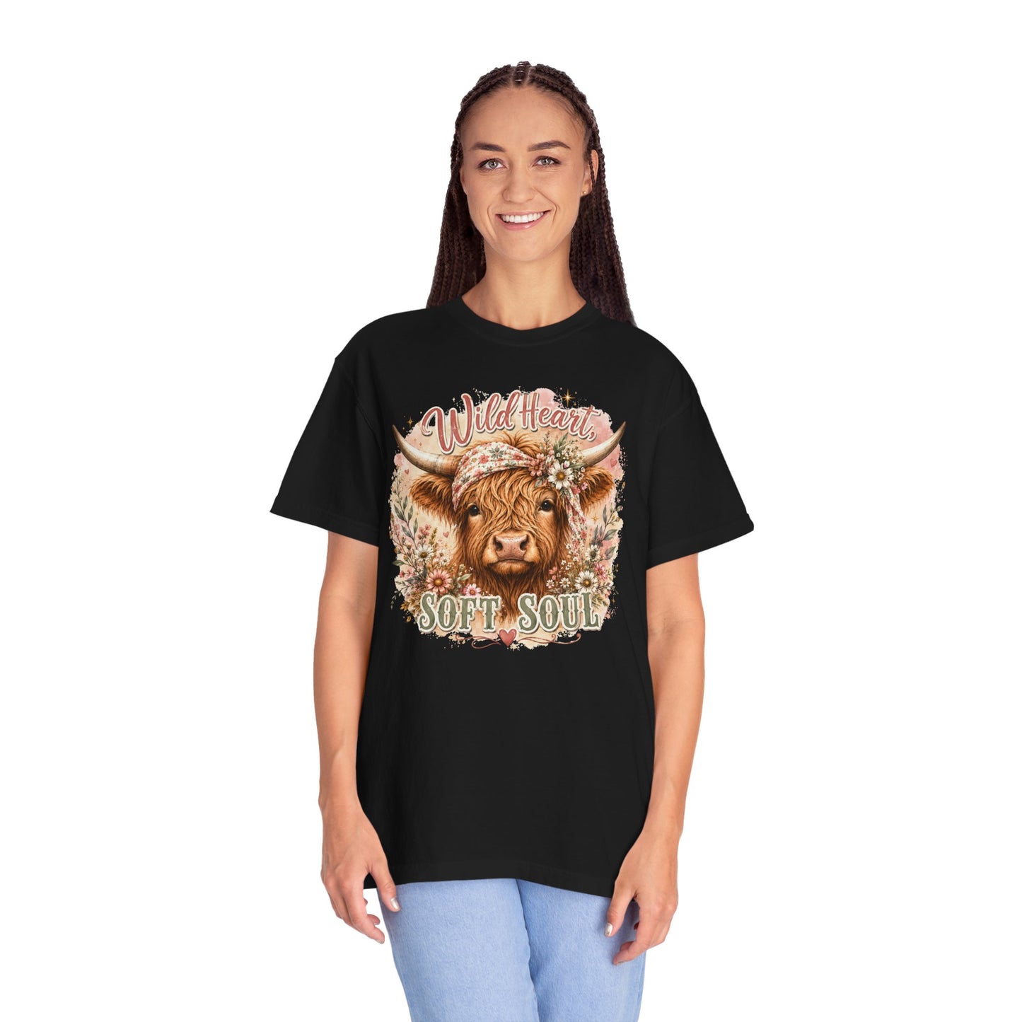T-Shirt — “Wild Heart, Soft Soul” Highland Cow Graphic Tee
