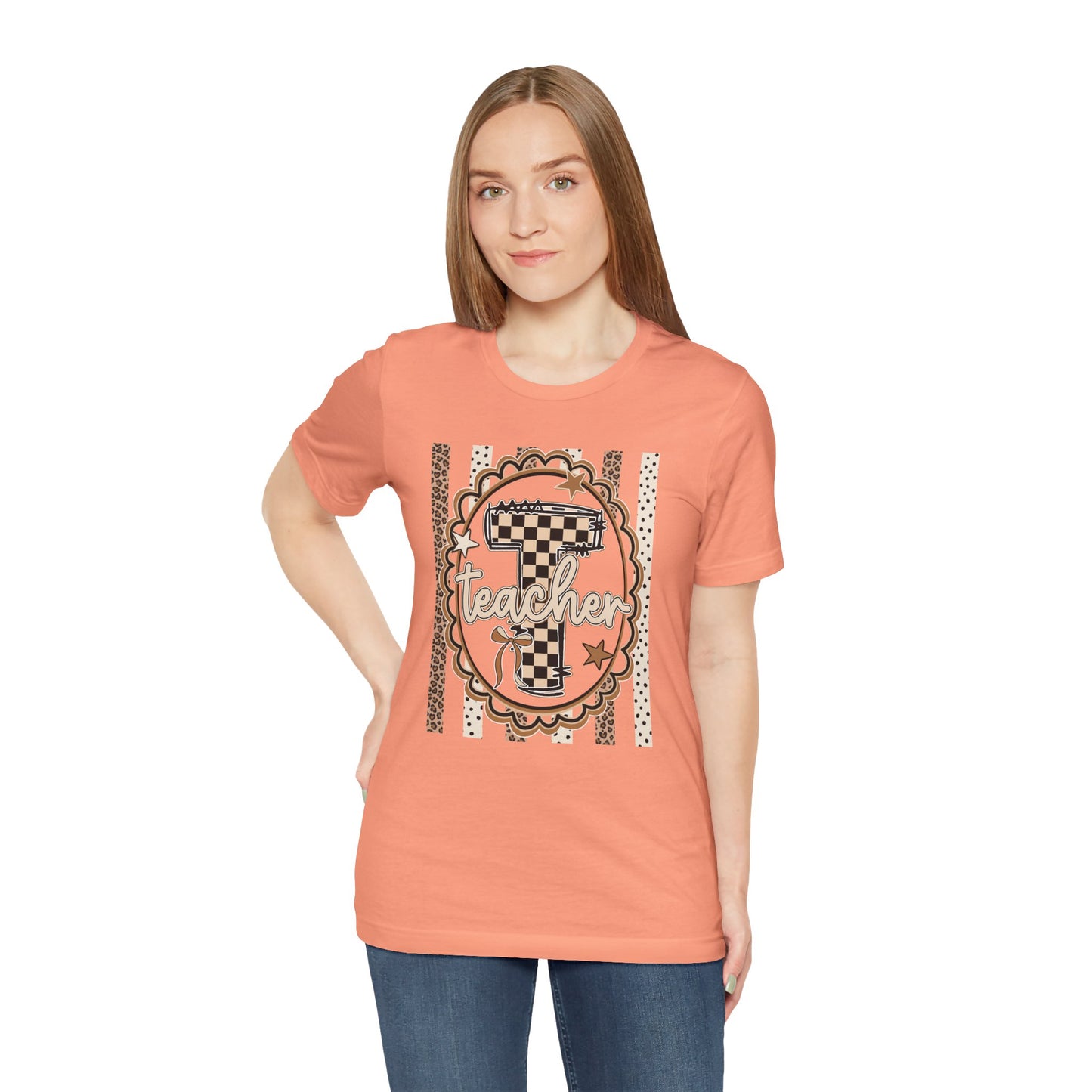 Teacher Monogram Tee — Number 1 Checkered Design