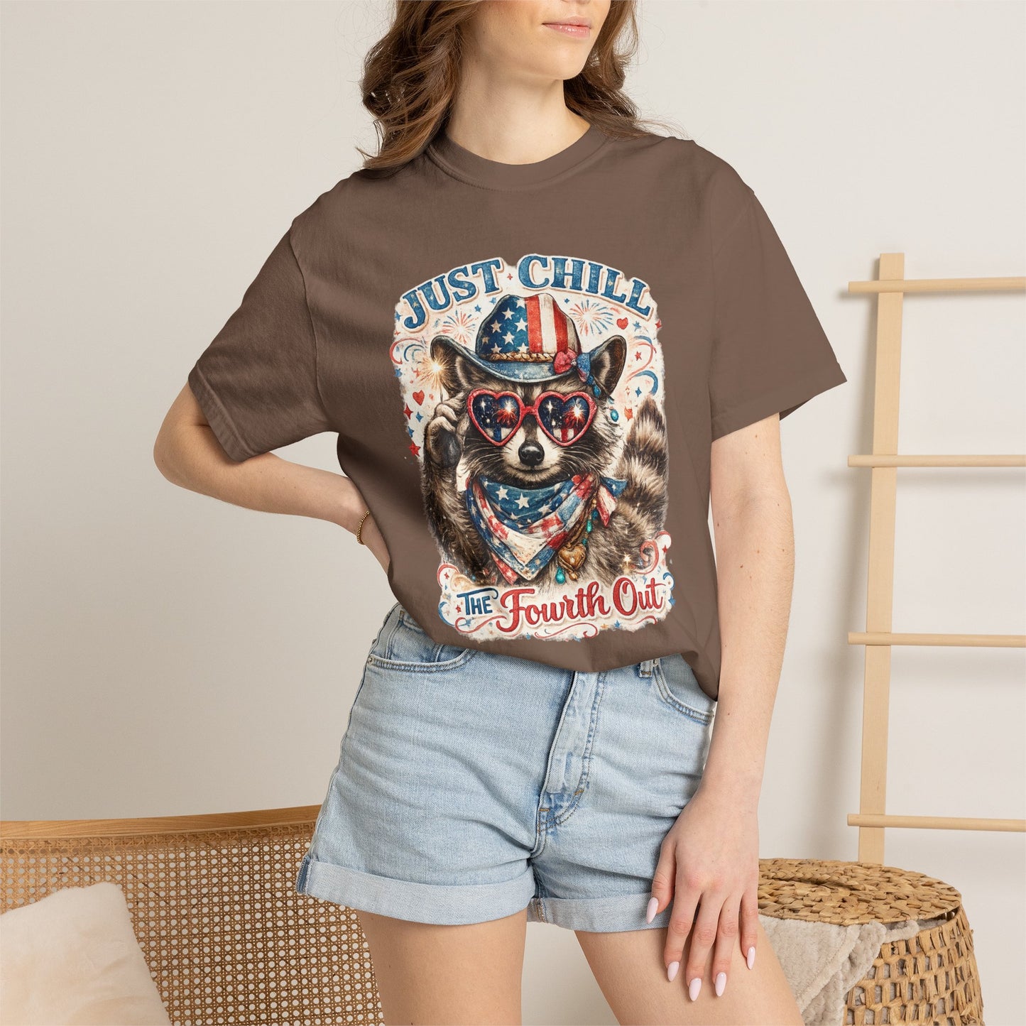 Fourth of July Raccoon T-Shirt — "Just Chill The Fourth Out" Patriotic Tee