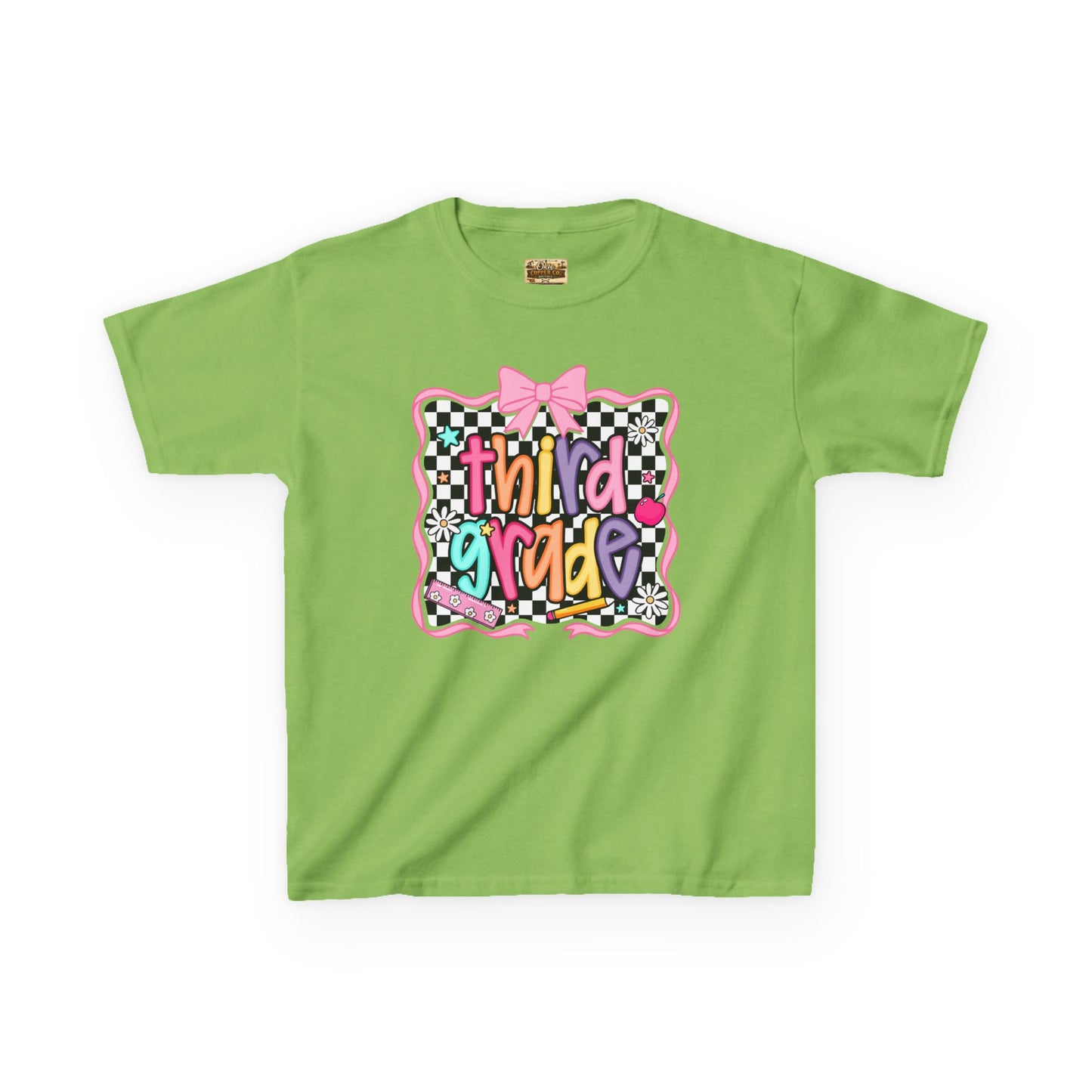 Third Grade Kids T-Shirt — Colorful Back-to-School Tee with Bow
