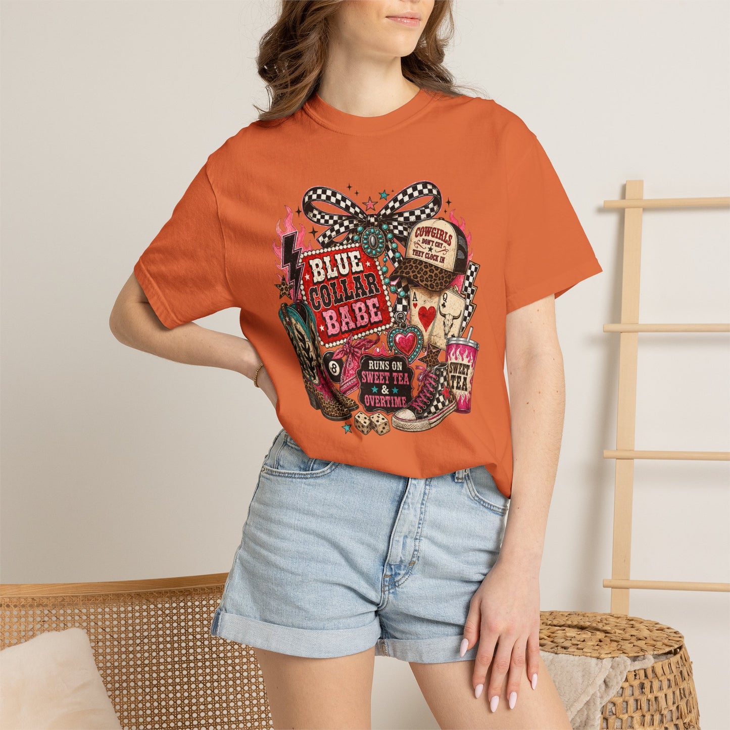 Blue Collar Babe T-Shirt — Retro Cowgirl Graphic Tee