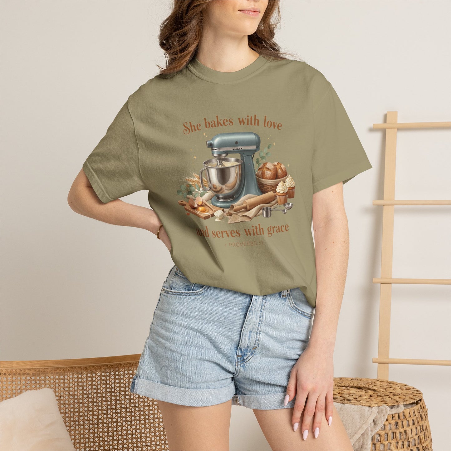 Baker’s Grace T-Shirt – "She bakes with love and serves with grace" Kitchen Tee