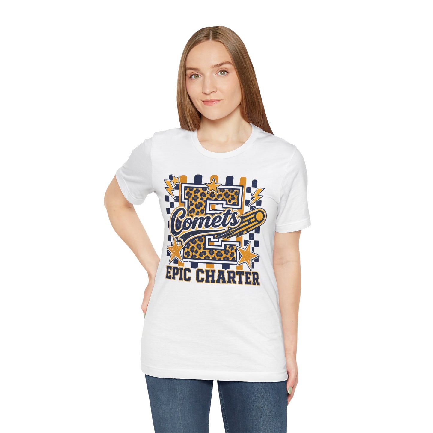 Comets Epic Charter Baseball T-Shirt — Leopard Letter Sports Tee
