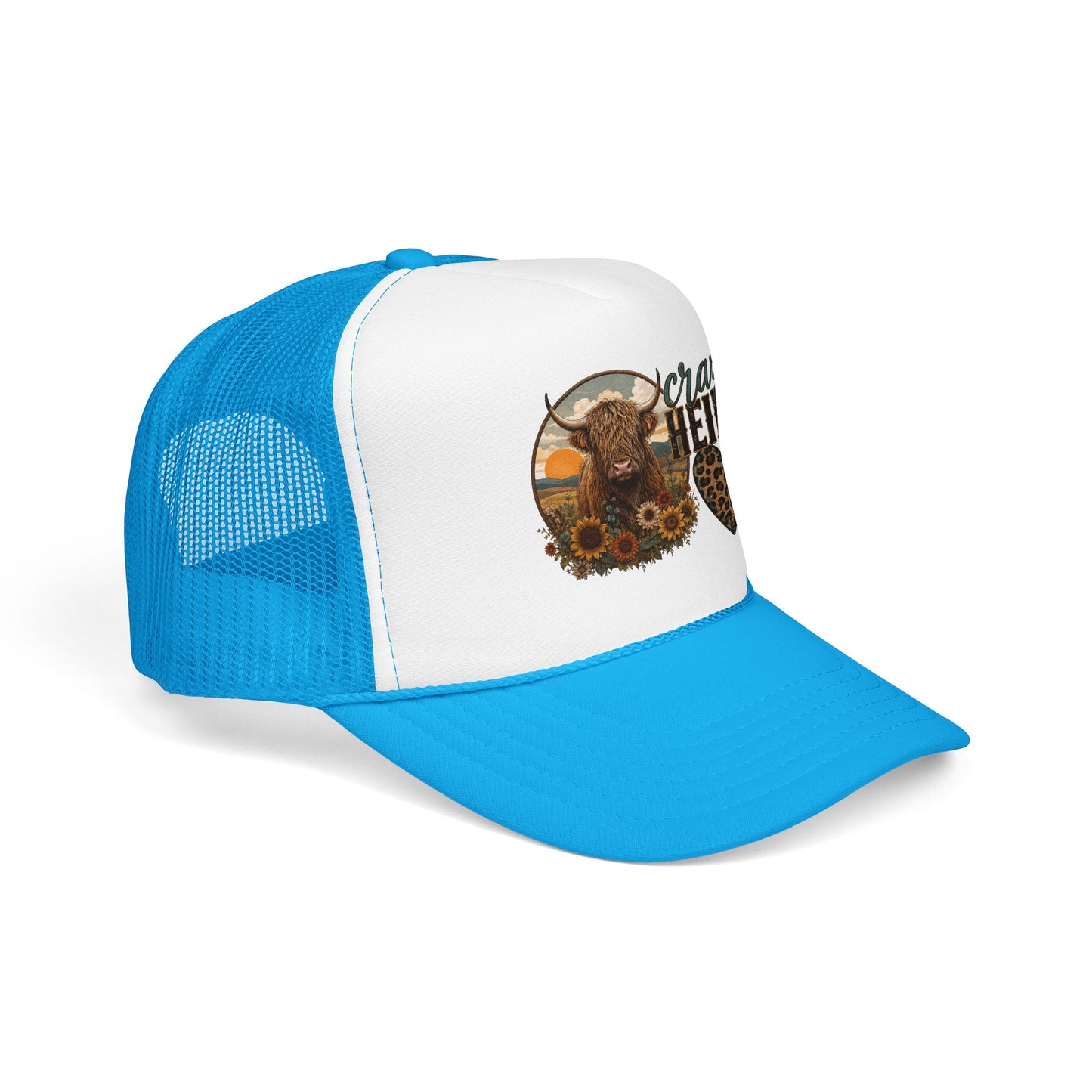 Crazy Heifer Trucker Hat — Sunflower Highland Cow Farm Cap