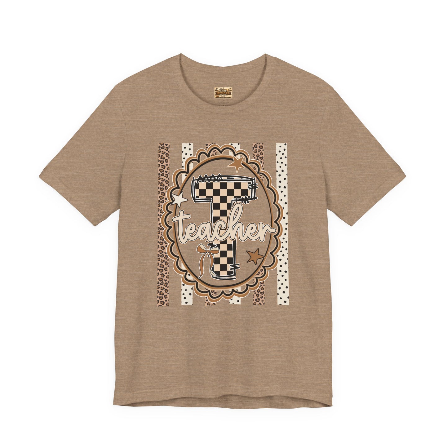 Teacher Monogram Tee — Number 1 Checkered Design