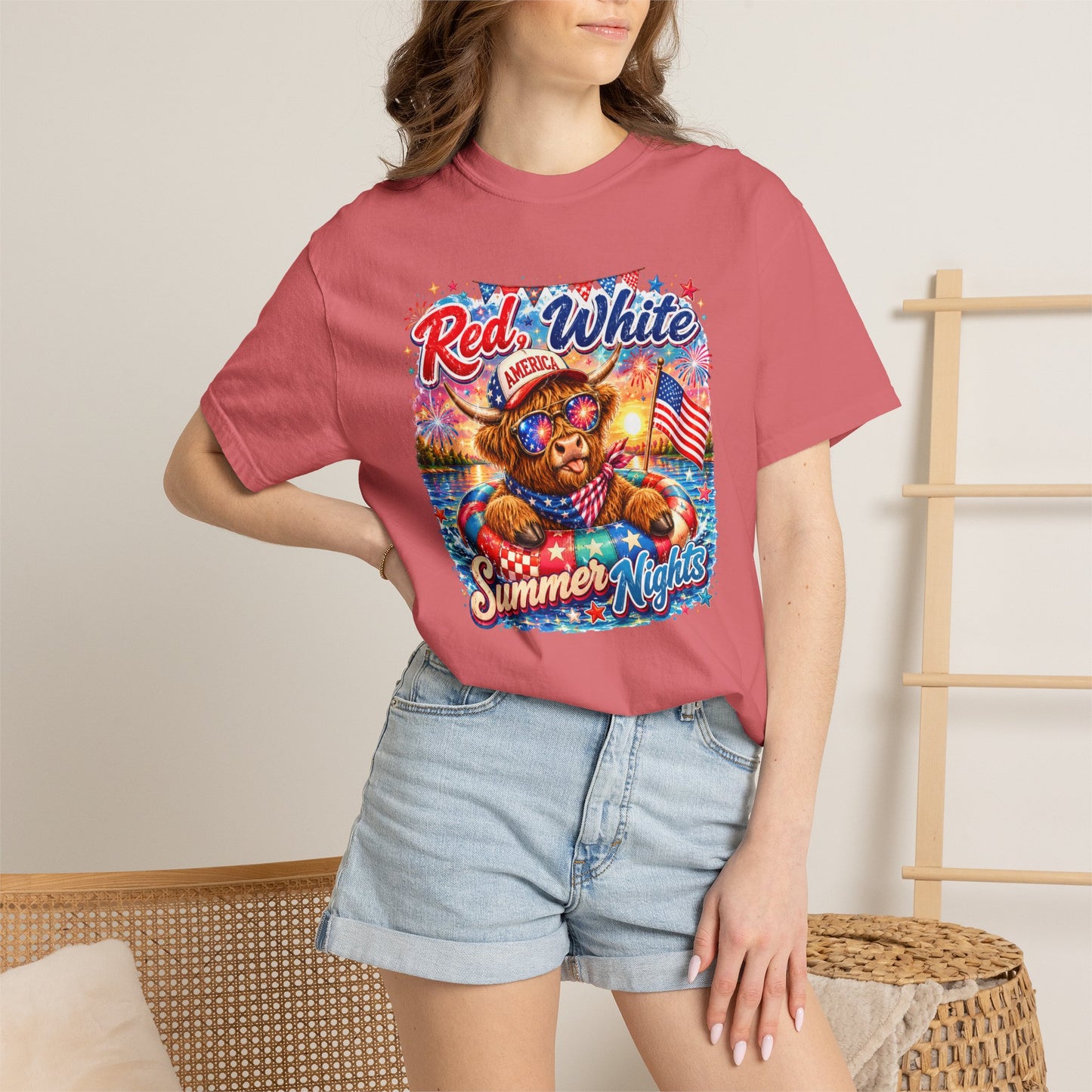 Red, White & Summer Nights T-Shirt — Patriotic Fourth of July Bear Graphic Tee