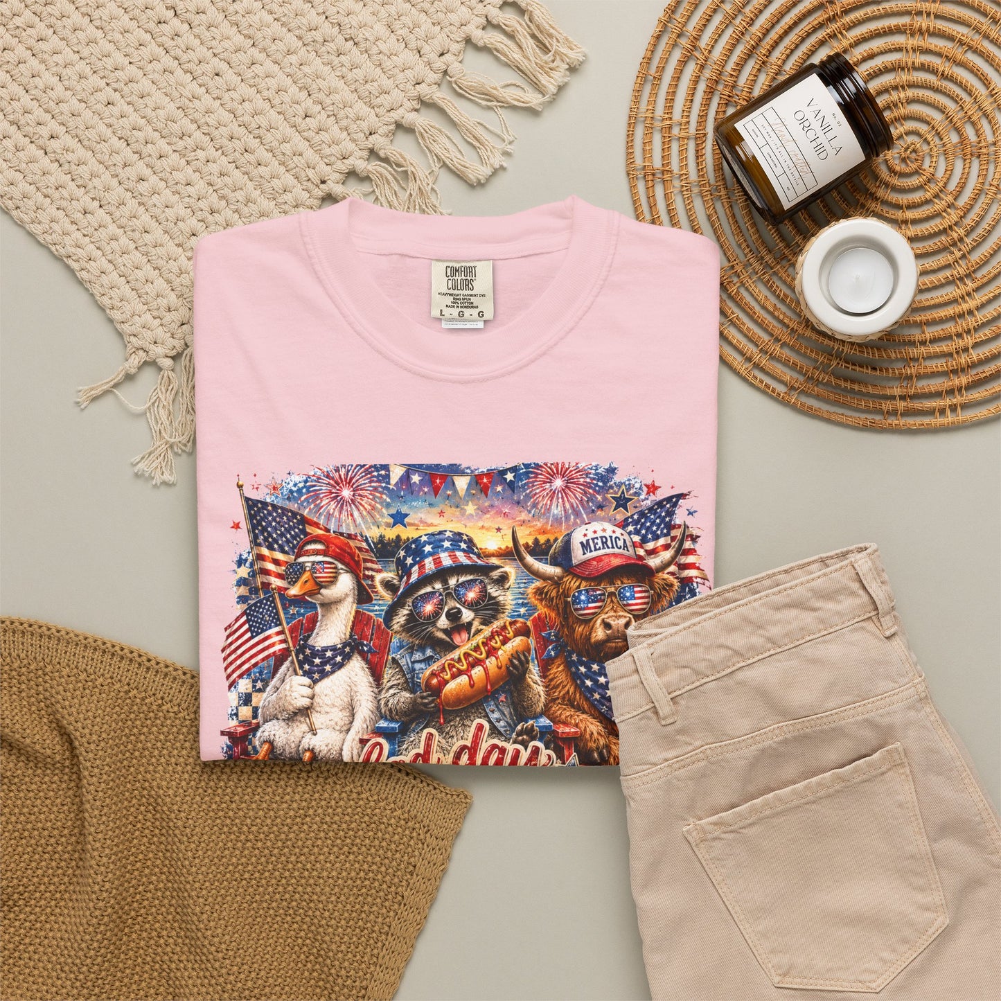 Patriotic 'Born to Be a Hot Dog' Graphic T-Shirt