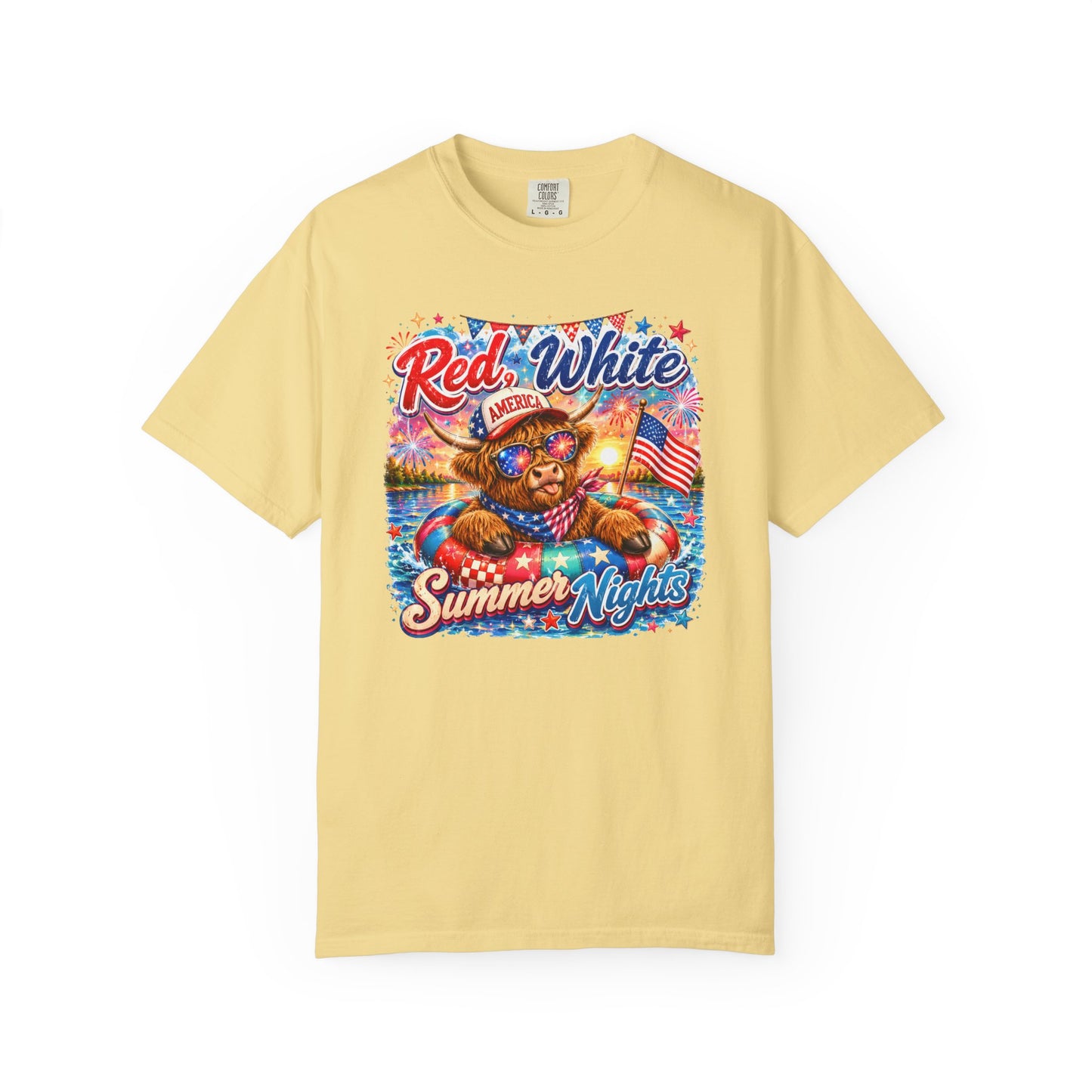 Red, White & Summer Nights T-Shirt — Patriotic Fourth of July Bear Graphic Tee