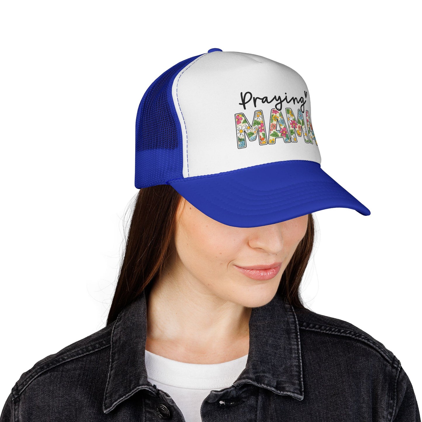 Praying Mama Trucker Hat — Floral ‘Praying Mama’ Mesh Cap for Moms