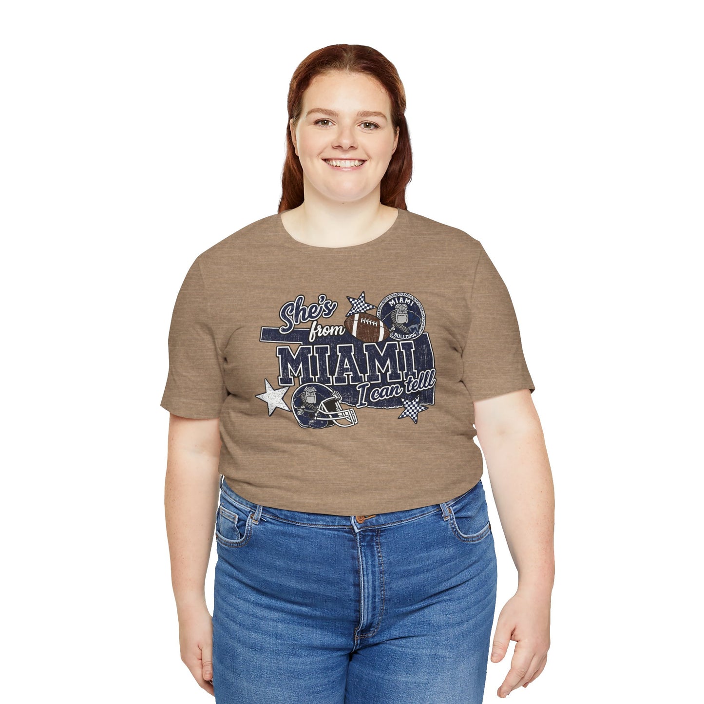 She's From Miami Graphic Tee — Retro Football Fan Shirt