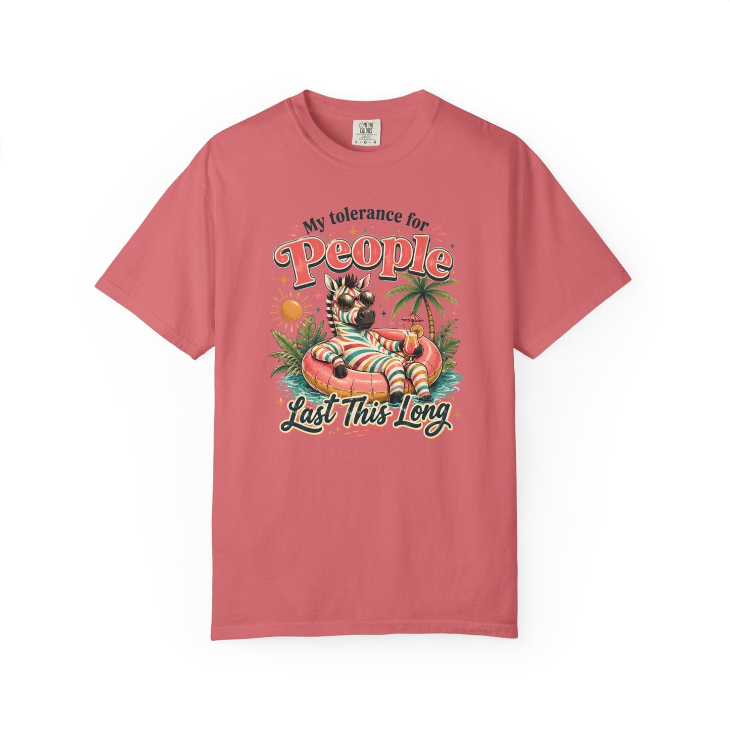 "My Tolerance for People Lasts This Long" Retro Cat Pool Float Graphic Tee