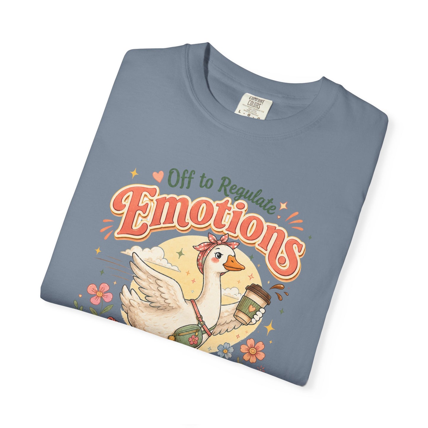 Emotions Duck Graphic T-Shirt — "Off to Regulate" Vintage Coffee Tee