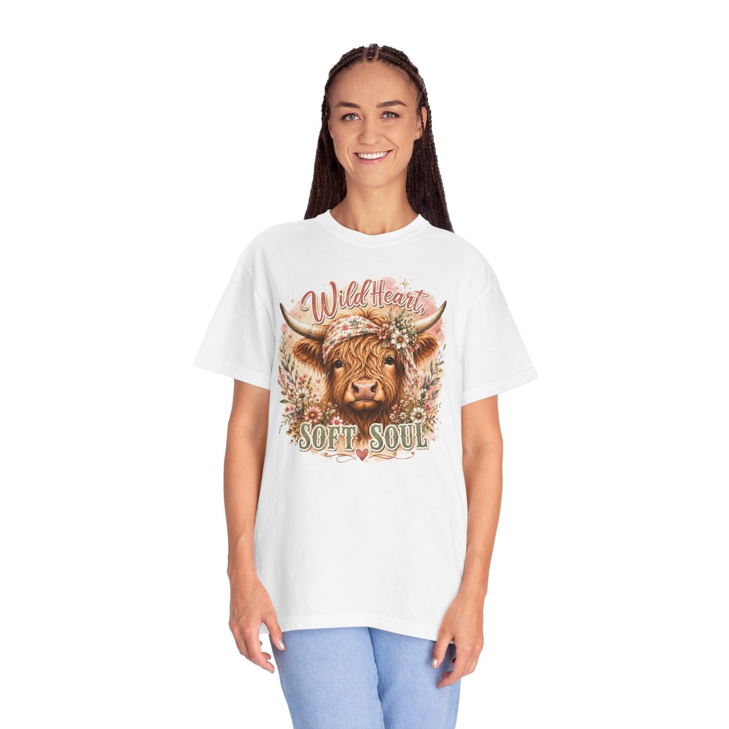 T-Shirt — “Wild Heart, Soft Soul” Highland Cow Graphic Tee