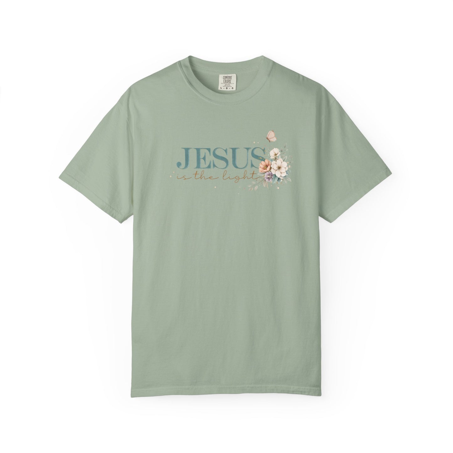 Jesus Is the Light T-Shirt — Floral Cross Christian Tee (Walking in Faith)