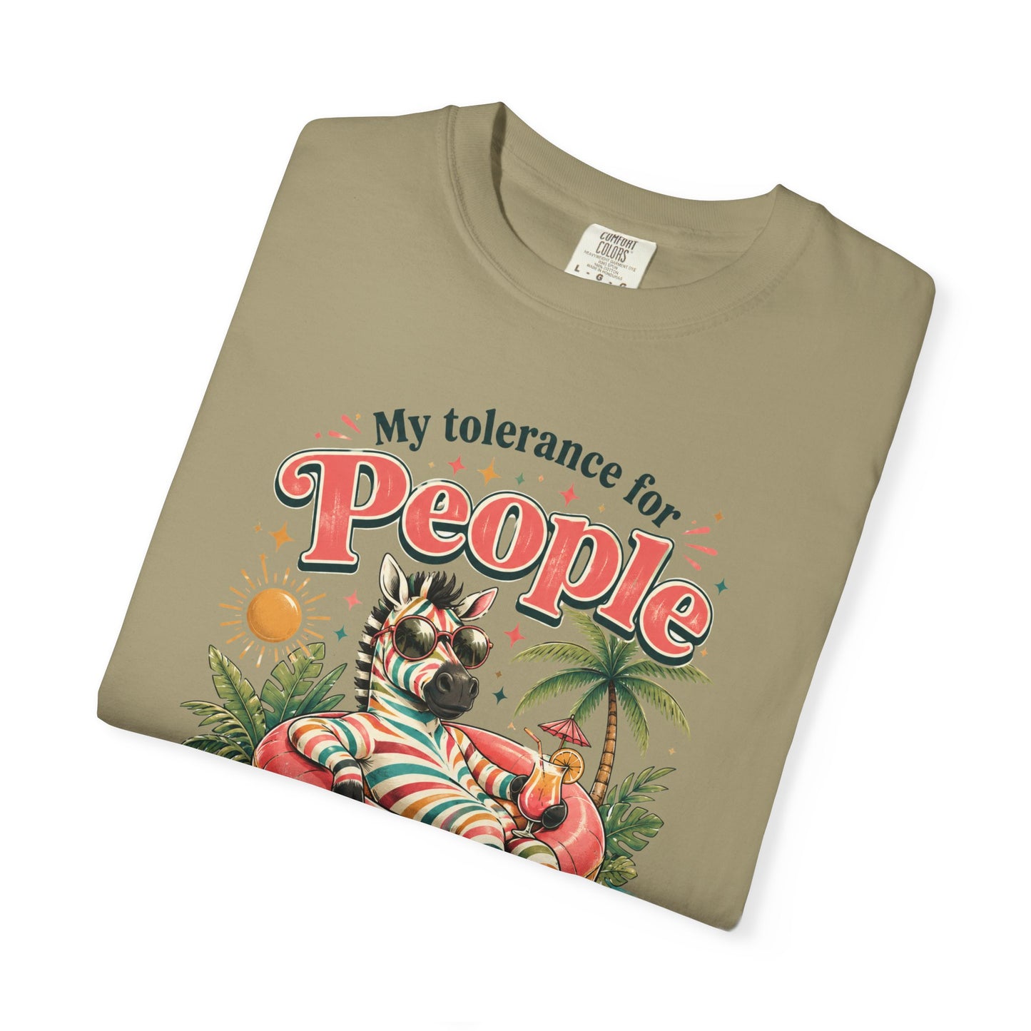 "My Tolerance for People Lasts This Long" Retro Cat Pool Float Graphic Tee