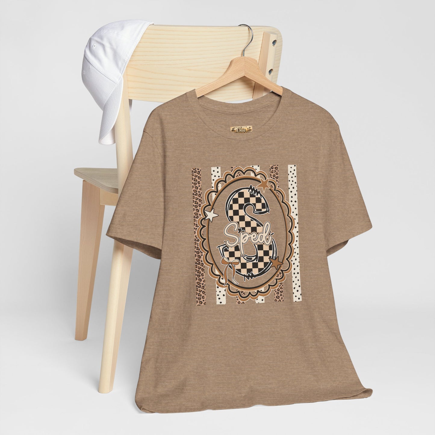 Sped S Monogram Tee — Checkerboard Leopard Graphic T-Shirt