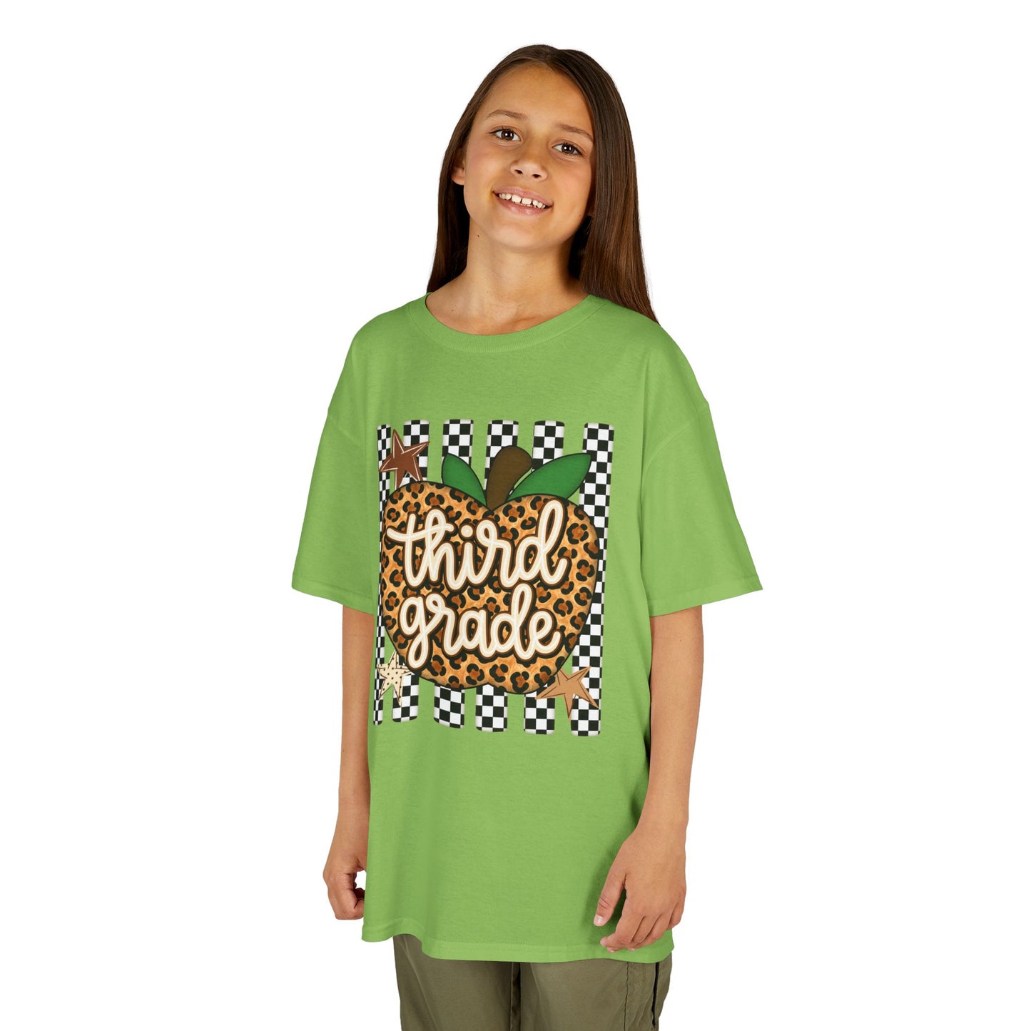 Third Grade Leopard Apple Kids T‑Shirt