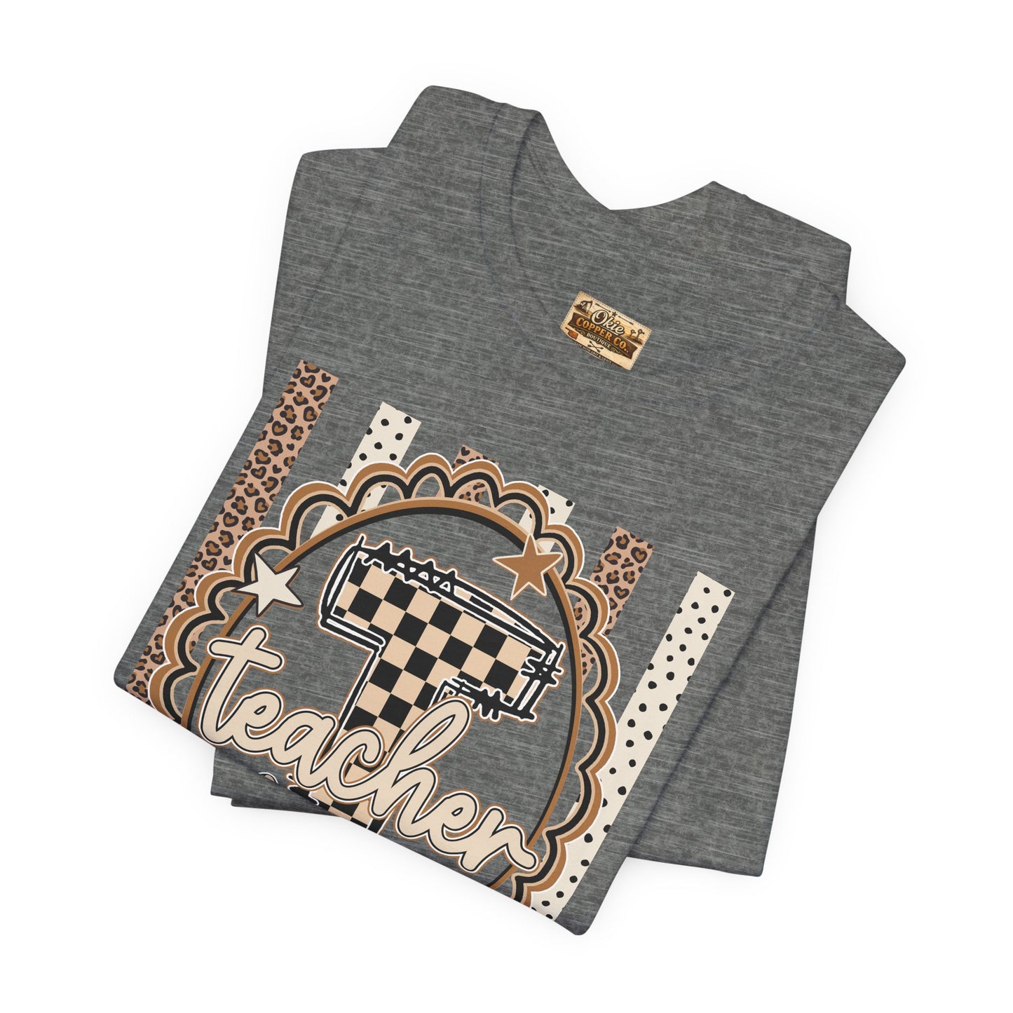 Teacher Monogram Tee — Number 1 Checkered Design