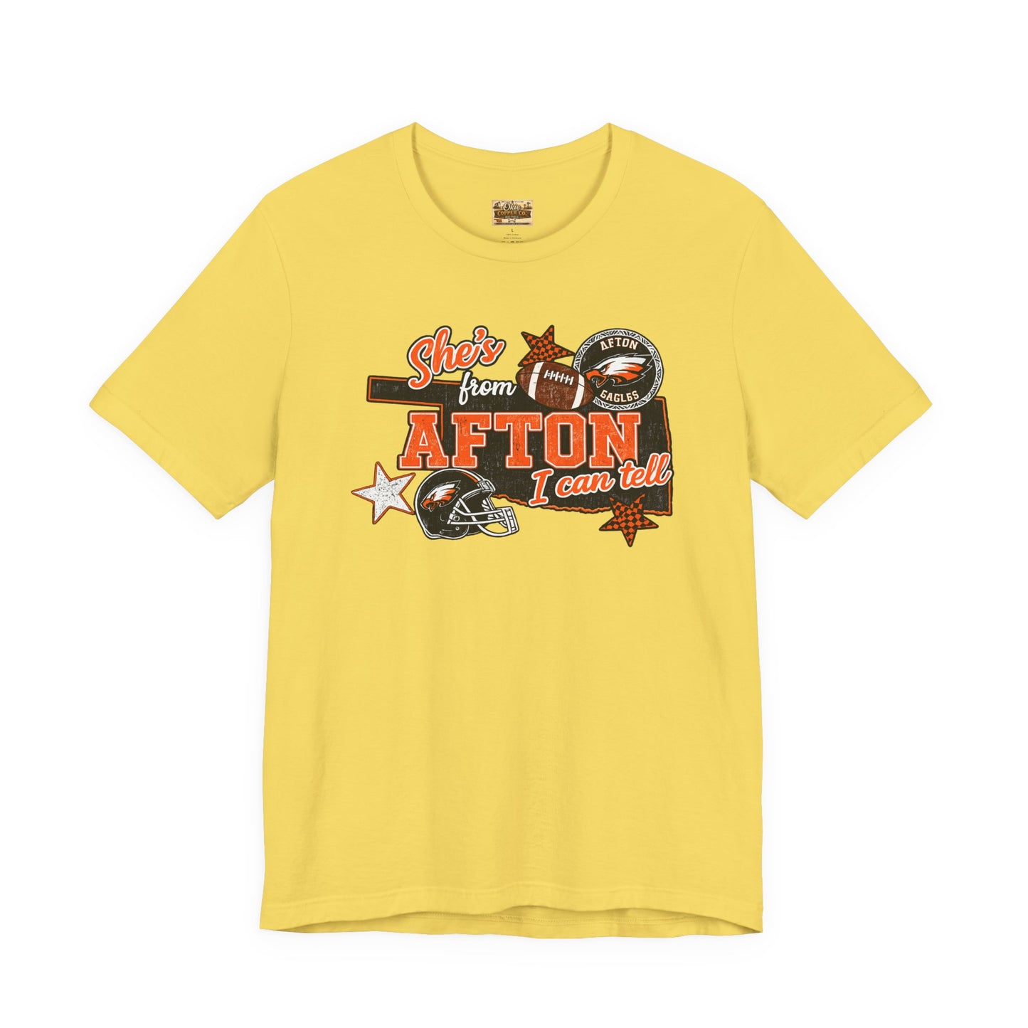 Afton Football Town Retro Graphic Tee — "Shes from Afton I can too"