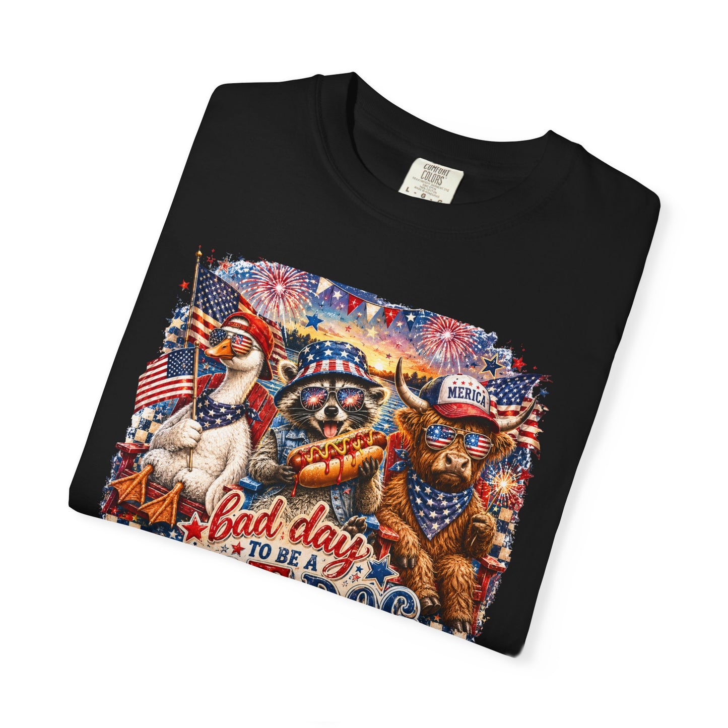 Patriotic 'Born to Be a Hot Dog' Graphic T-Shirt