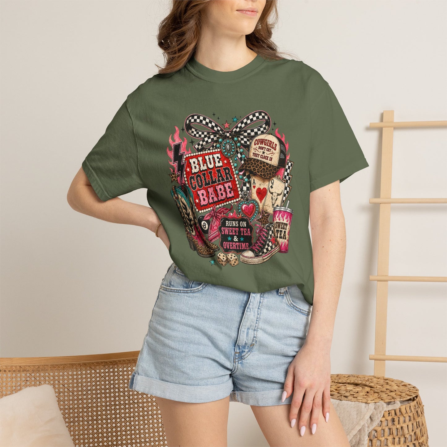 Blue Collar Babe T-Shirt — Retro Cowgirl Graphic Tee