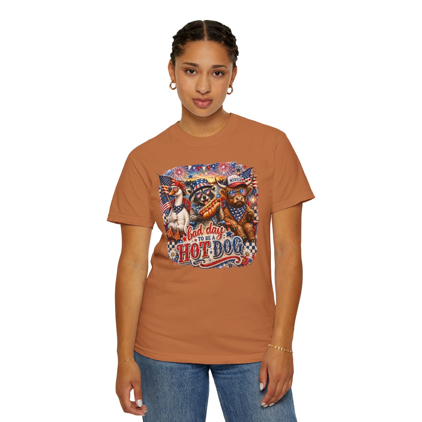 Patriotic 'Born to Be a Hot Dog' Graphic T-Shirt