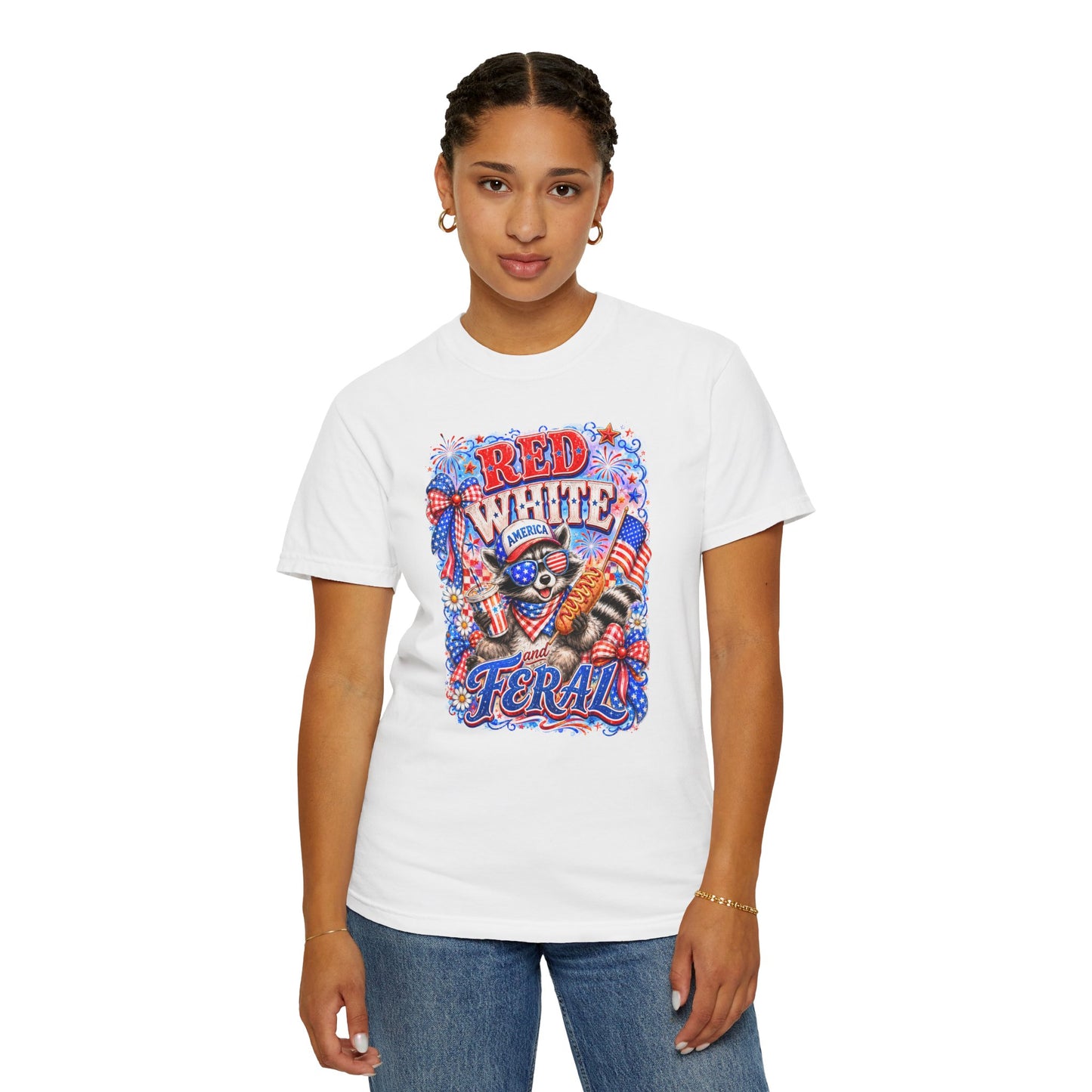 Patriotic "Red White Feral" Graphic T-Shirt