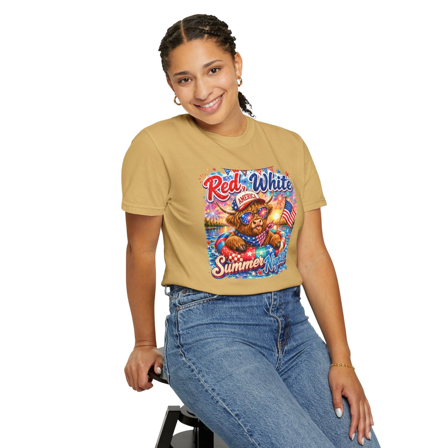 Red, White & Summer Nights T-Shirt — Patriotic Fourth of July Bear Graphic Tee