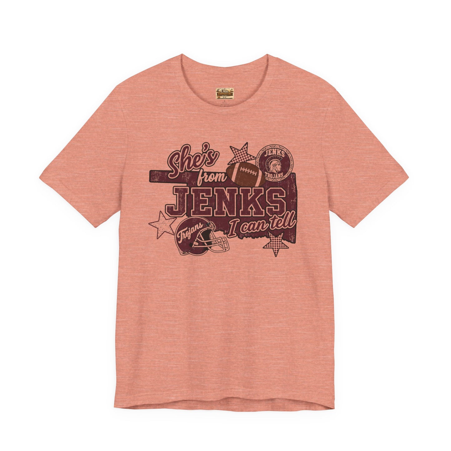 She's from Jenks Tee — Vintage High School Football Graphic T-Shirt