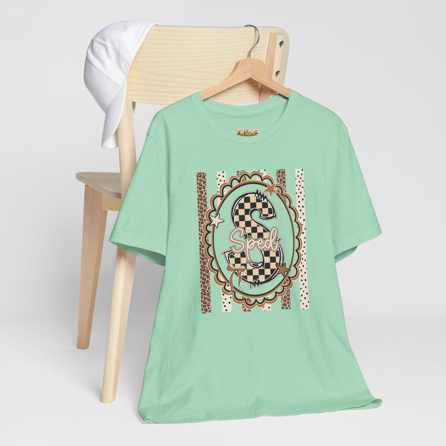 Sped S Monogram Tee — Checkerboard Leopard Graphic T-Shirt