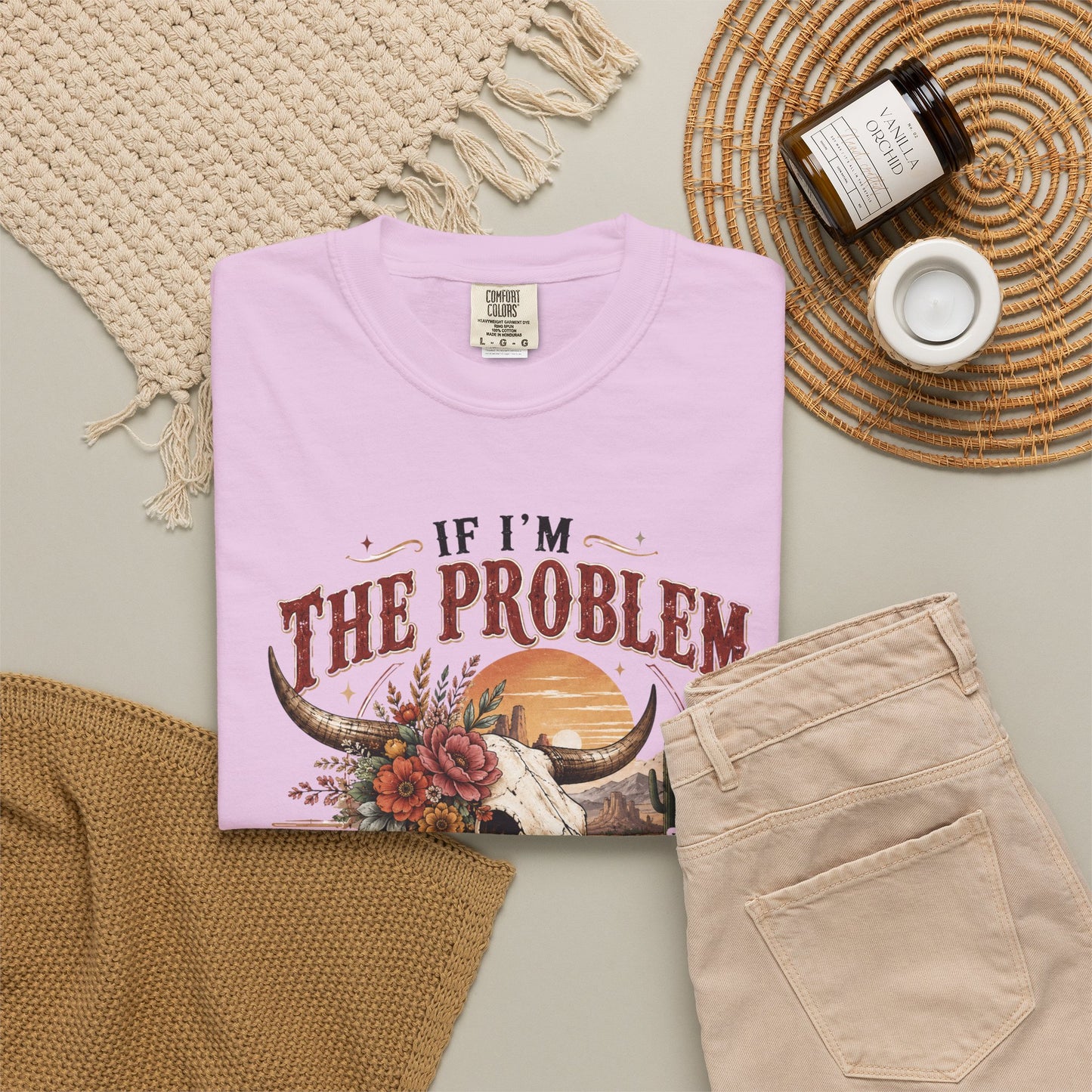 “If I’m the Problem, Then You Might Be the Reason” Western Skull Tee