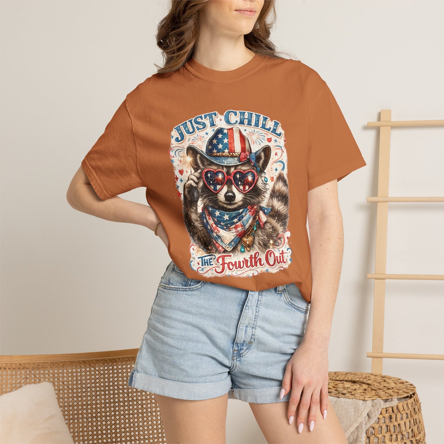 Fourth of July Raccoon T-Shirt — "Just Chill The Fourth Out" Patriotic Tee
