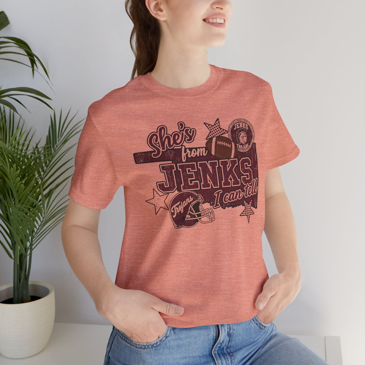 She's from Jenks Tee — Vintage High School Football Graphic T-Shirt