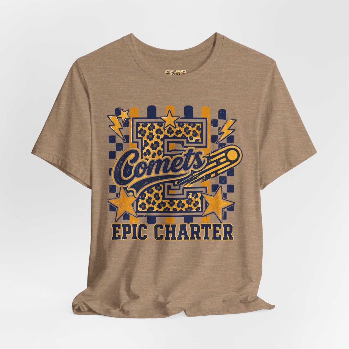 Comets Epic Charter Baseball T-Shirt — Leopard Letter Sports Tee