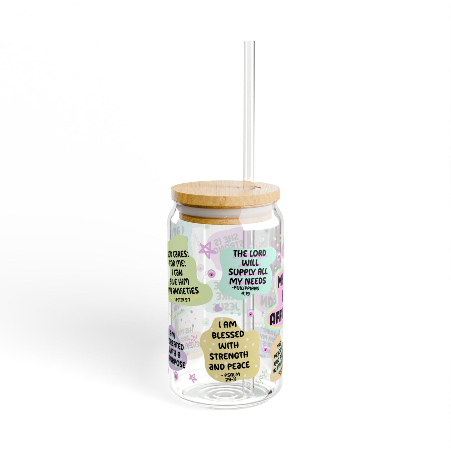 My Daily Bible Affirmation Sipper Glass - 16oz Inspirational Christian Drink Tumbler