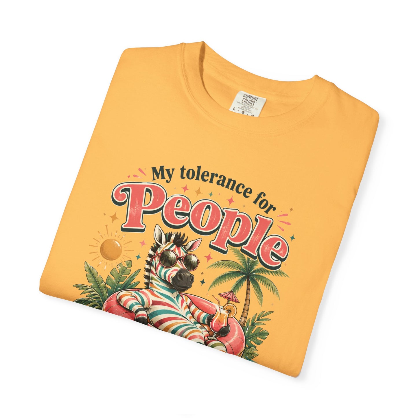 "My Tolerance for People Lasts This Long" Retro Cat Pool Float Graphic Tee