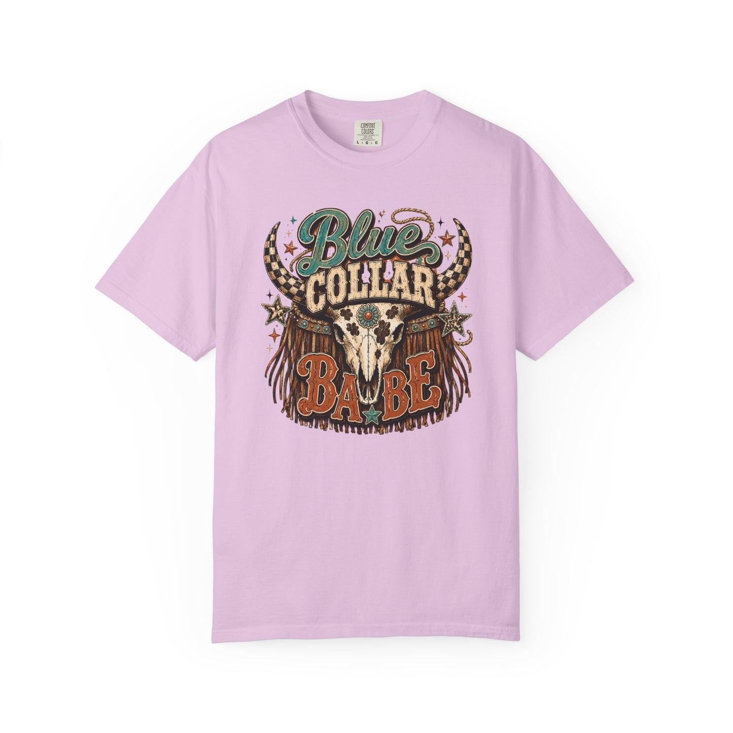 Blue Collar Babe Graphic T-Shirt — Western Skull Cowgirl Tee