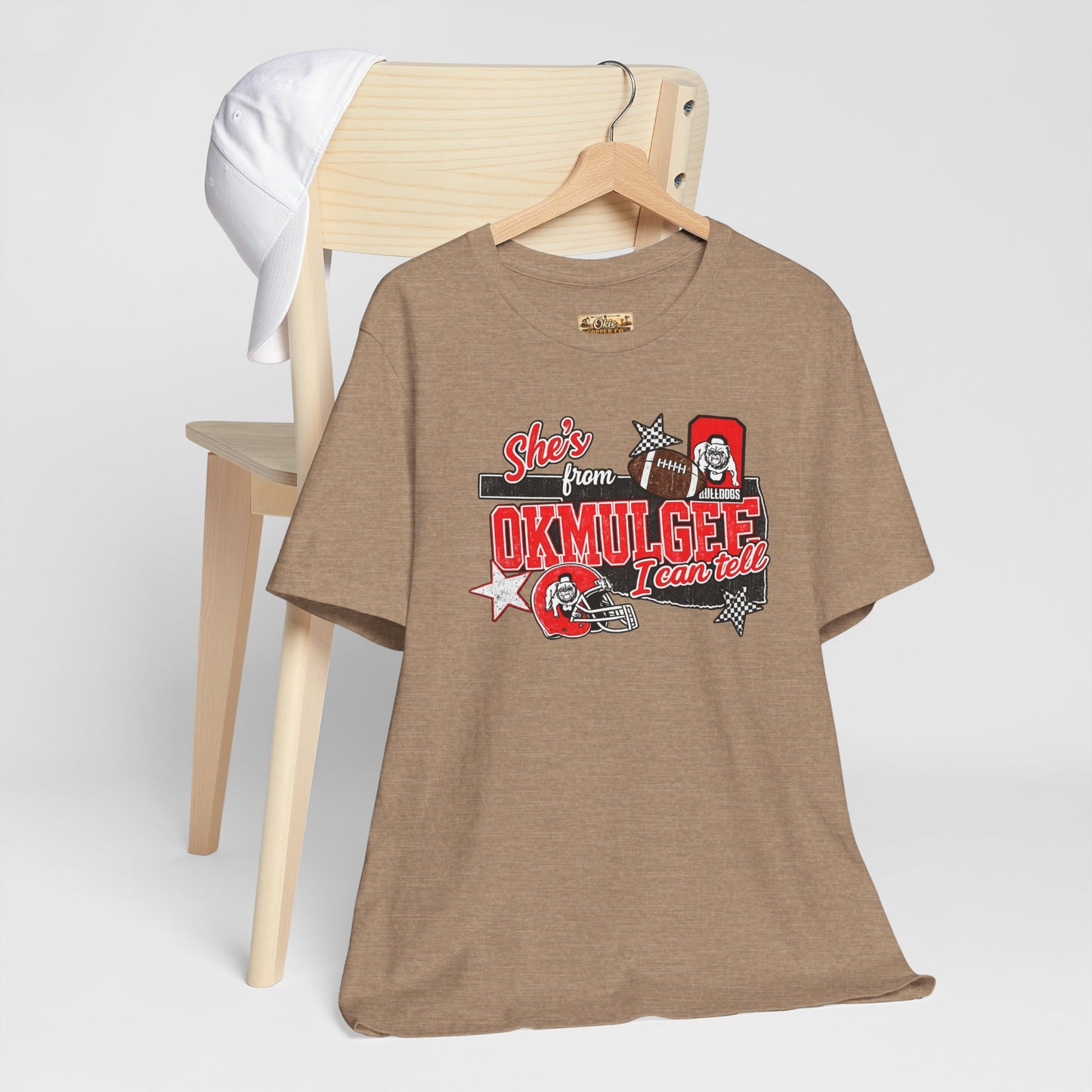Okmulgee Cardinals Football Tee — She’s From Okmulgee Design