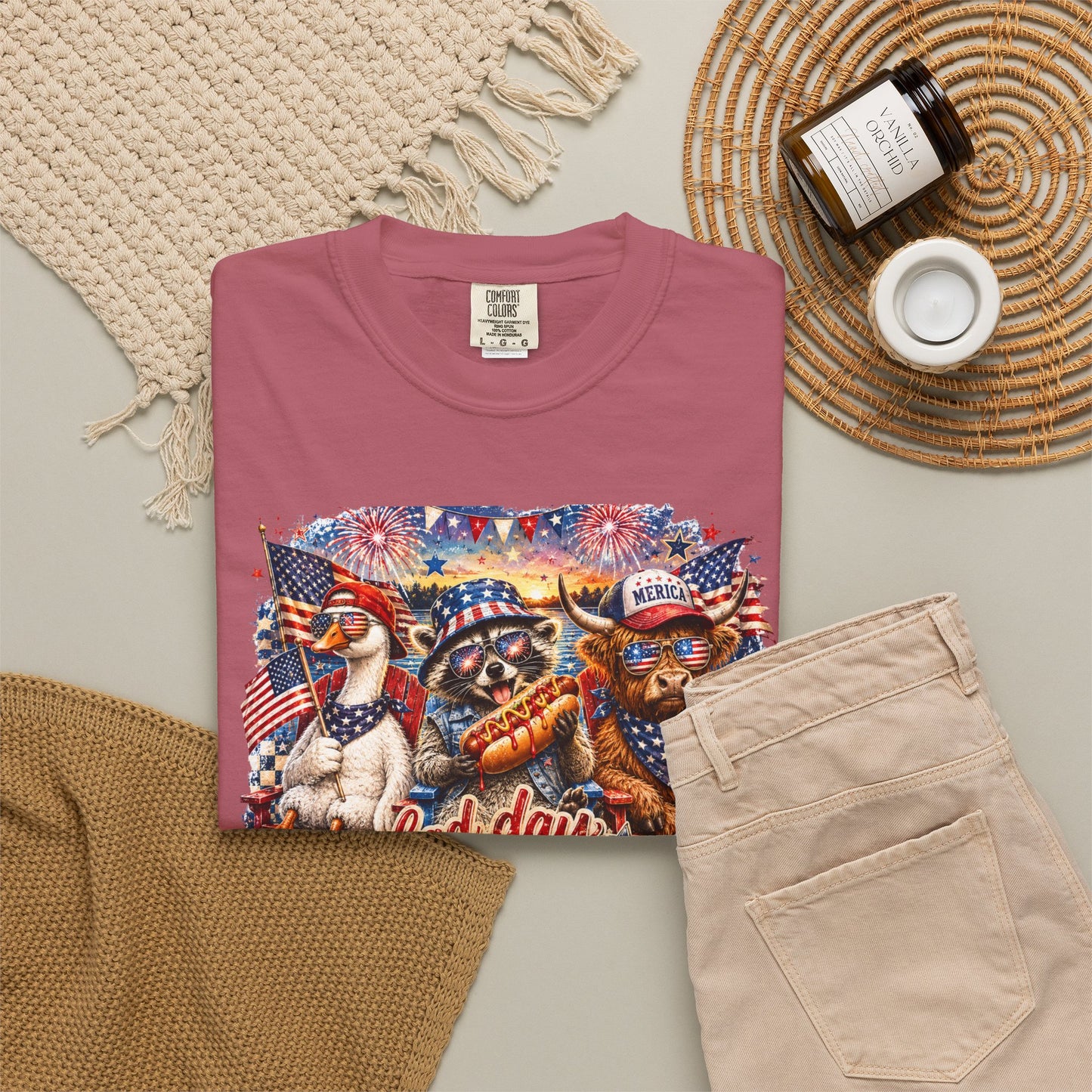Patriotic 'Born to Be a Hot Dog' Graphic T-Shirt