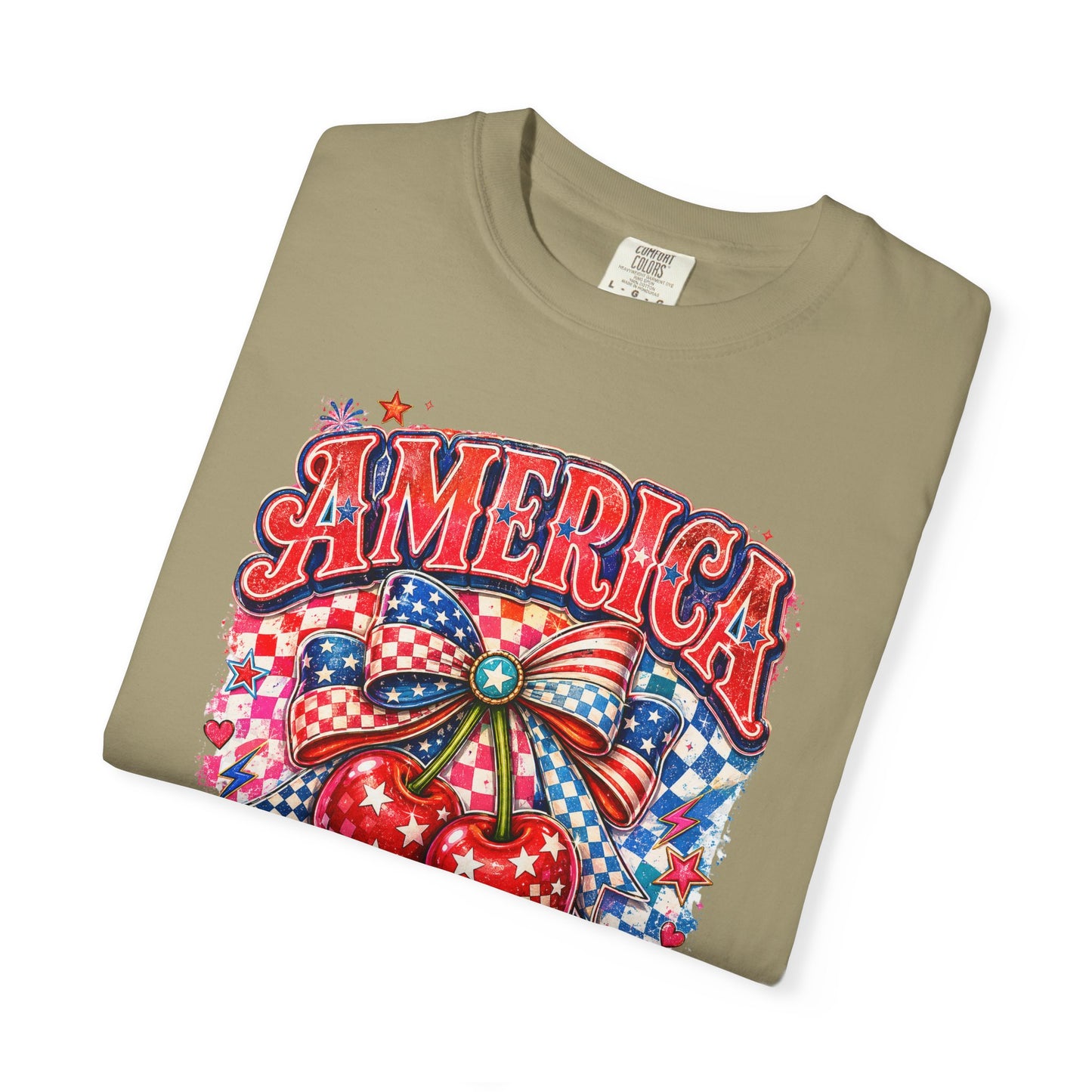 America Cherry Graphic T-Shirt — Patriotic 4th of July Tee