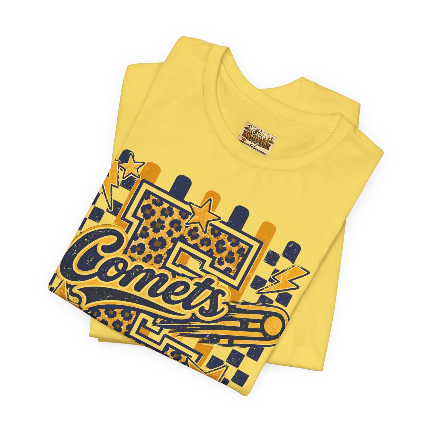 Comets Epic Charter Baseball T-Shirt — Leopard Letter Sports Tee