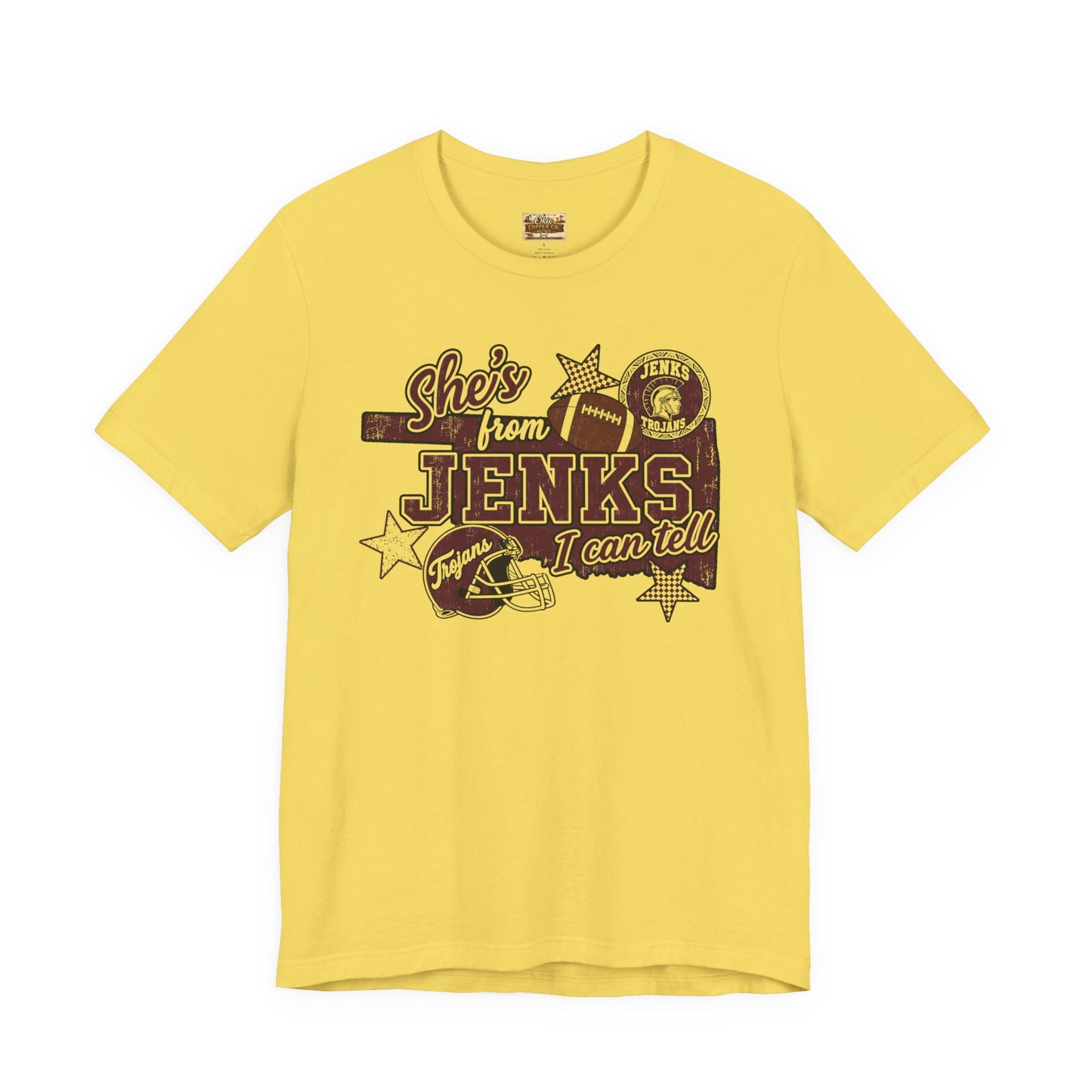 She's from Jenks Tee — Vintage High School Football Graphic T-Shirt