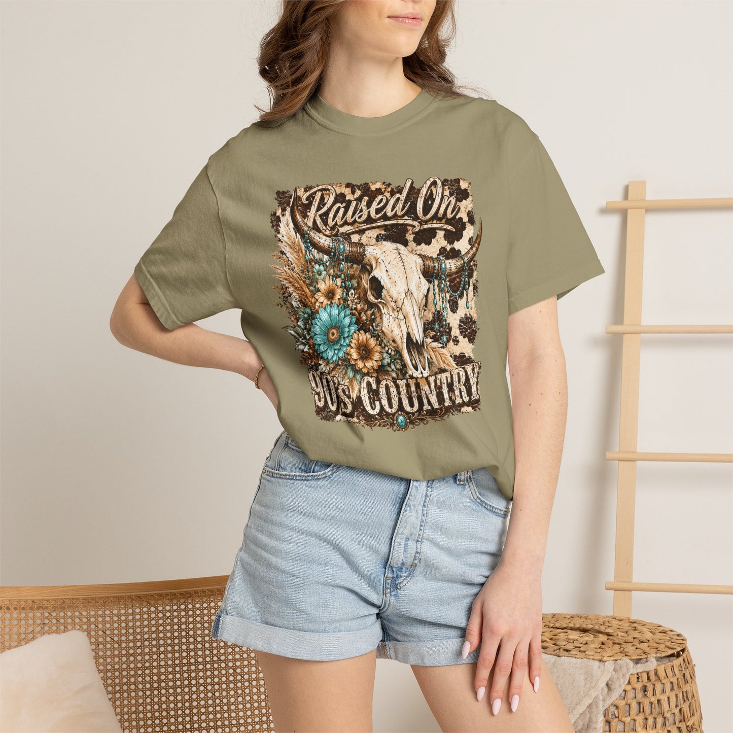 Raised On 90s Country T-Shirt — Vintage Cow Skull Western Tee