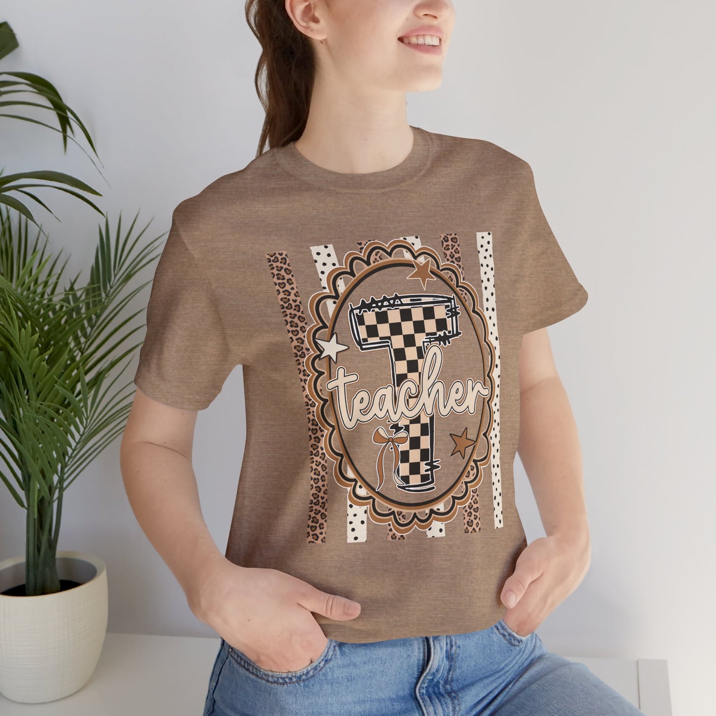 Teacher Monogram Tee — Number 1 Checkered Design