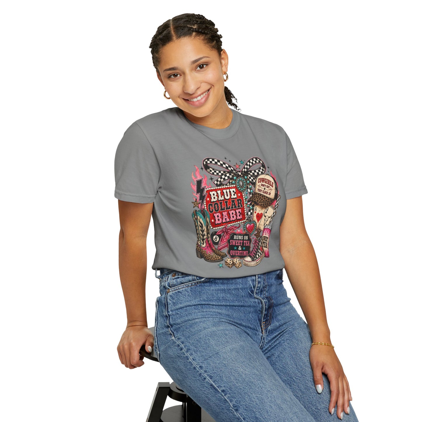 Blue Collar Babe T-Shirt — Retro Cowgirl Graphic Tee