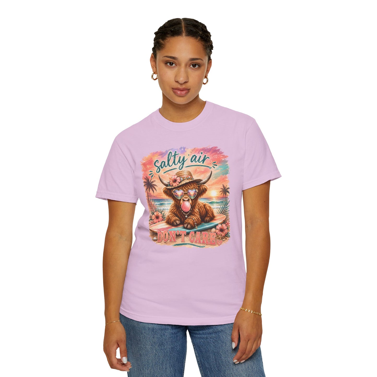 Salty Air "Don't Care" Beach Cow Graphic T-Shirt