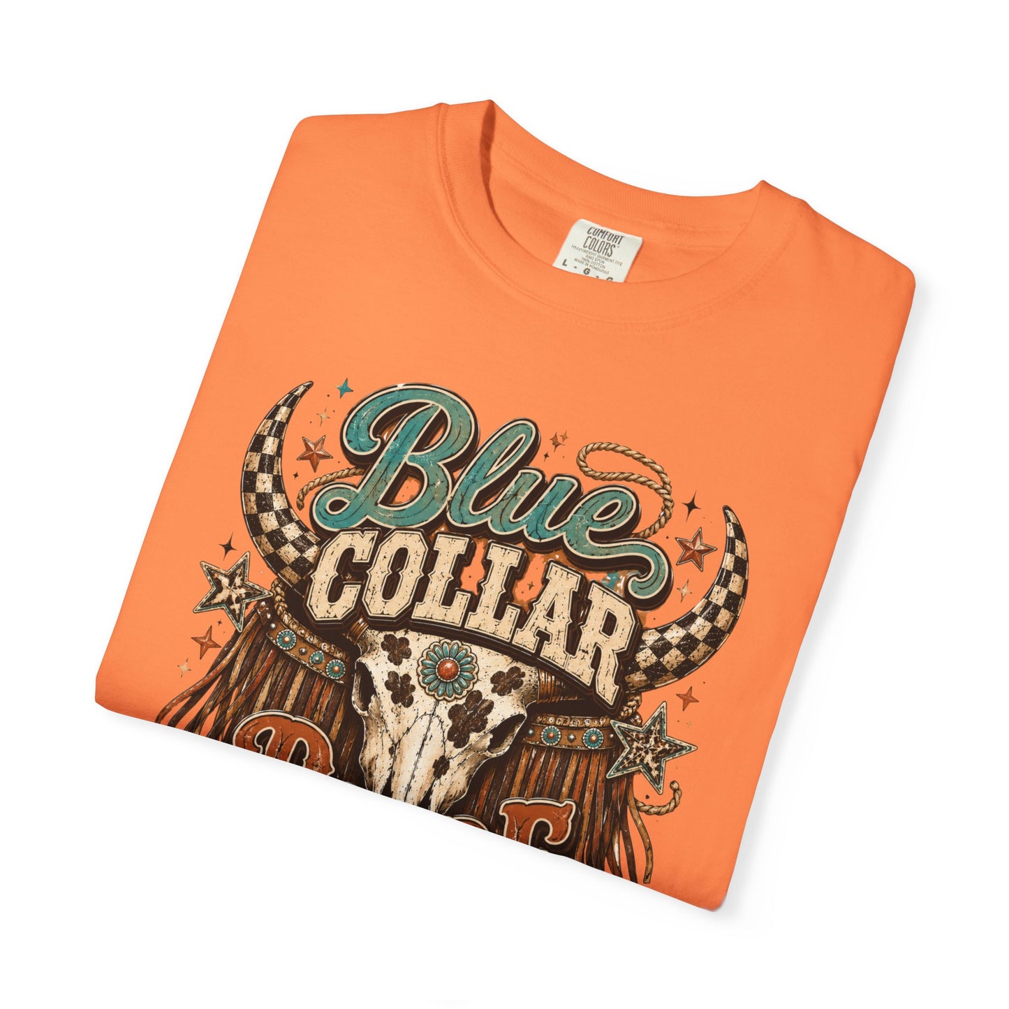 Blue Collar Babe Graphic T-Shirt — Western Skull Cowgirl Tee