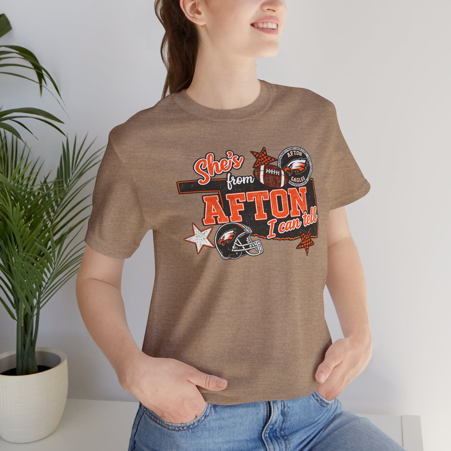 Afton Football Town Retro Graphic Tee — "Shes from Afton I can too"