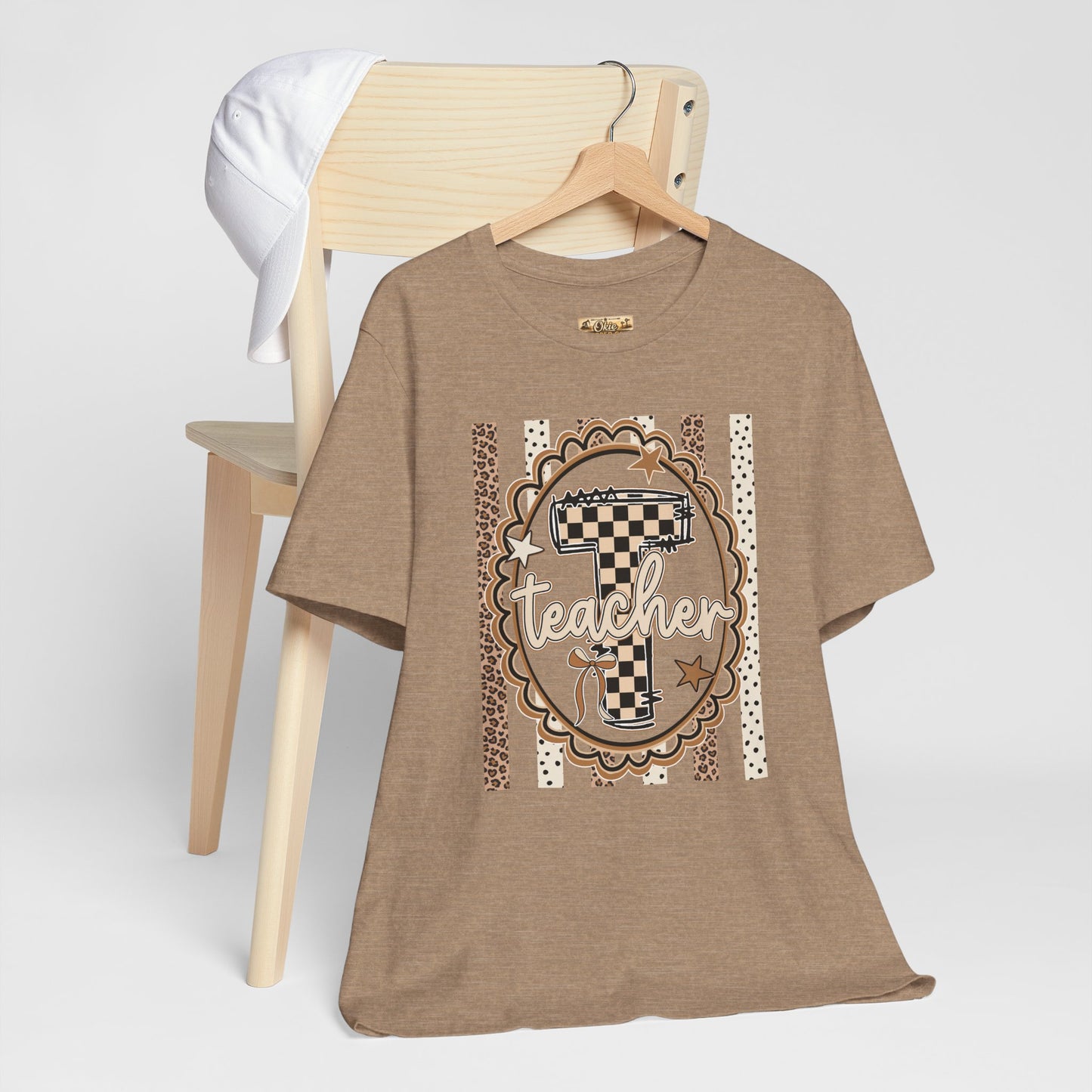 Teacher Monogram Tee — Number 1 Checkered Design