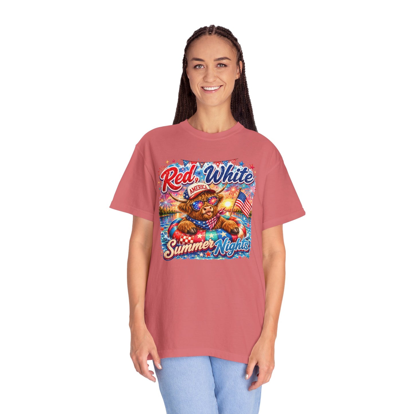 Red, White & Summer Nights T-Shirt — Patriotic Fourth of July Bear Graphic Tee